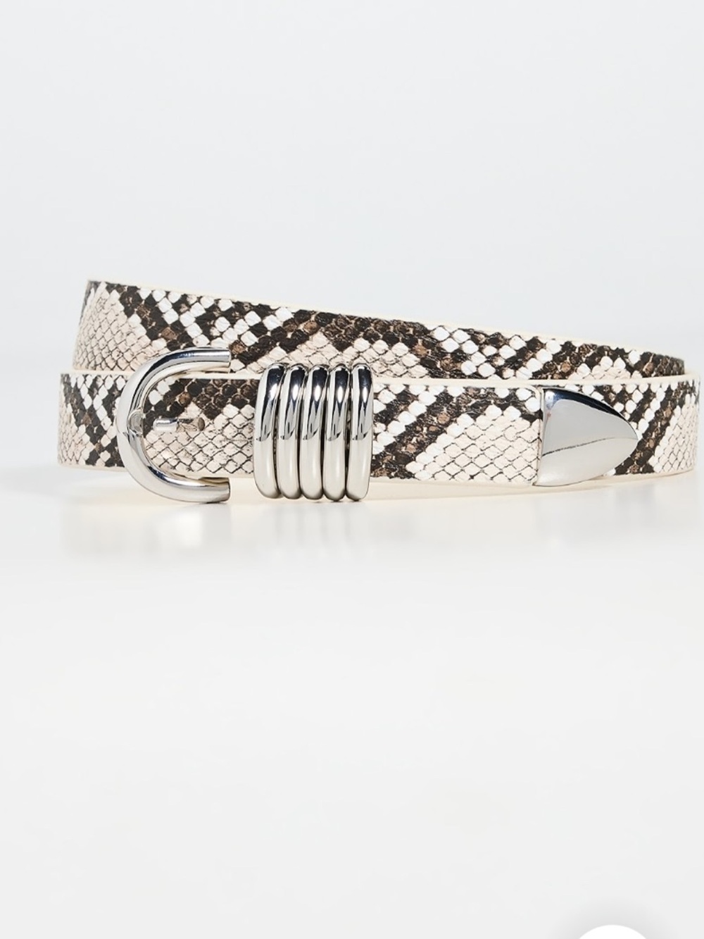 Snakeskin Slim Vegan Leather Belt with Silver Hardware Good American XL